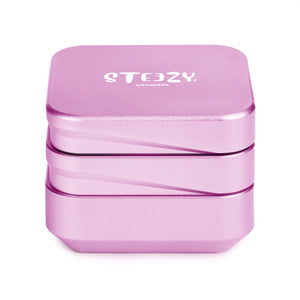 STEEZY® 4+1 | High-End Grinder | 63mm | 4-Piece Herb Grinder | Square | CNC-machined aluminum alloy | Neodymium magnetic closure | Includes brush & "Fairy Rose" tapping band